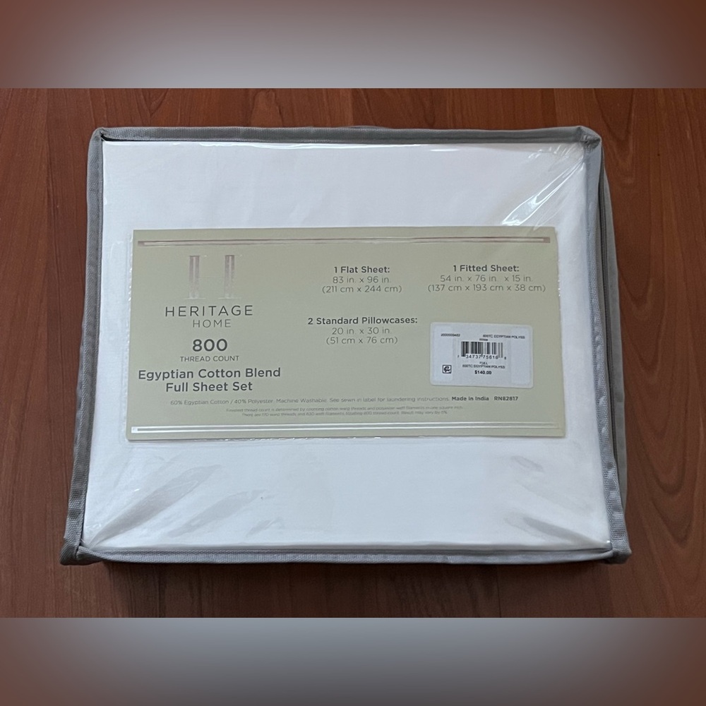 Heritage Home Egyptian Cotton Blend Full Sheet Set - White